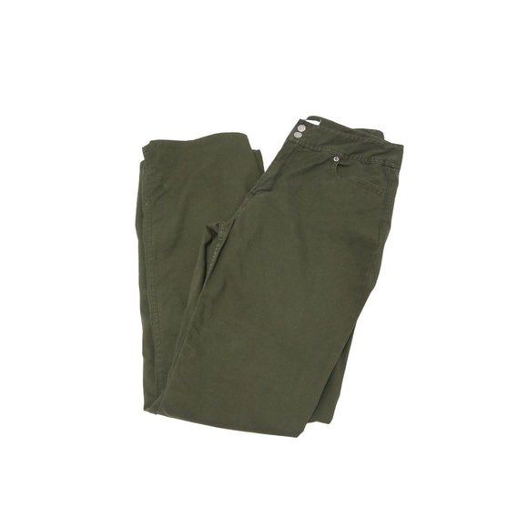 Chicos Womens Chino Pants 1/M Olive Green 5 Pocket Bootcut High Waisted Career - Picture 5 of 5